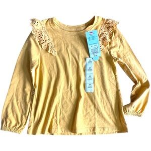 🌺 5 X 25 🌺Mustard Yellow Long Sleeve Tee with Ruffled Shoulder